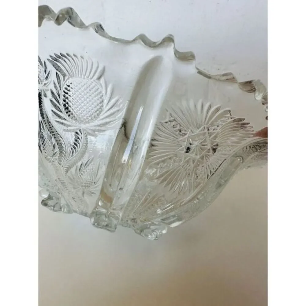 EAPG Higbee Paneled 8 Footed Paneled Thistle Pattern Serving‎ Bowl
